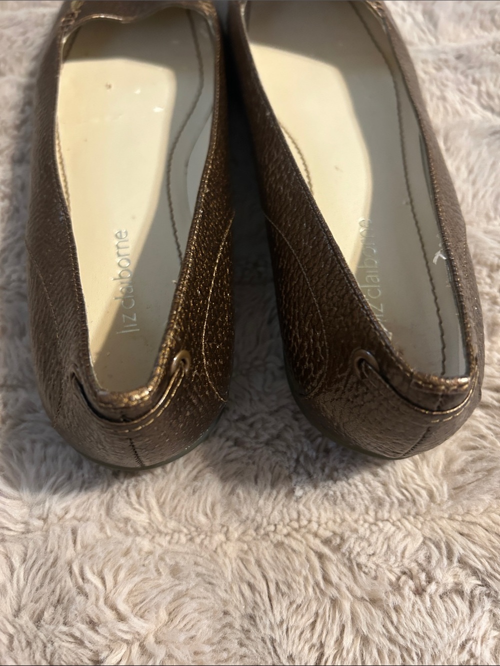 Liz Claiborne Metallic Bronze Leather Square-Toe Flats - Picture 4 of 5